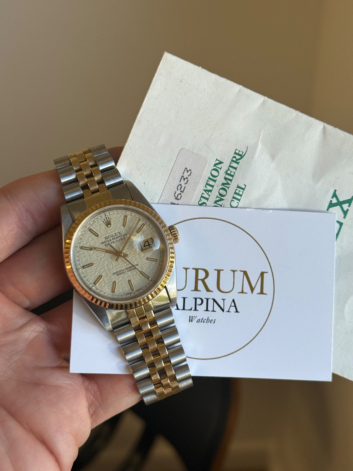 Rolex Datejust 16233 - White Jubilee Dial - Papiers d'origine
