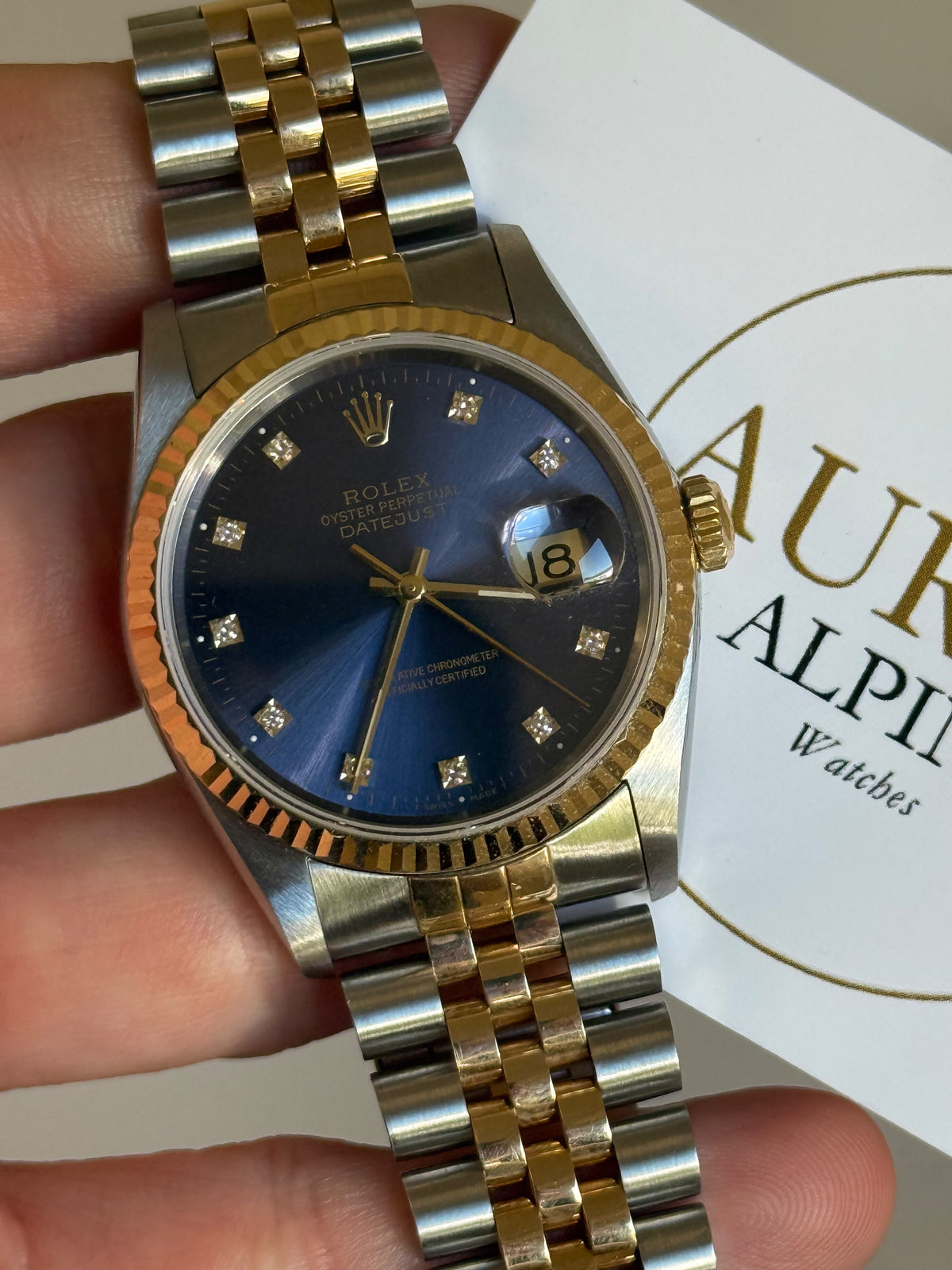 Rolex Datejust 16233 - Blue Diamond Dial - Papiers d'origine
