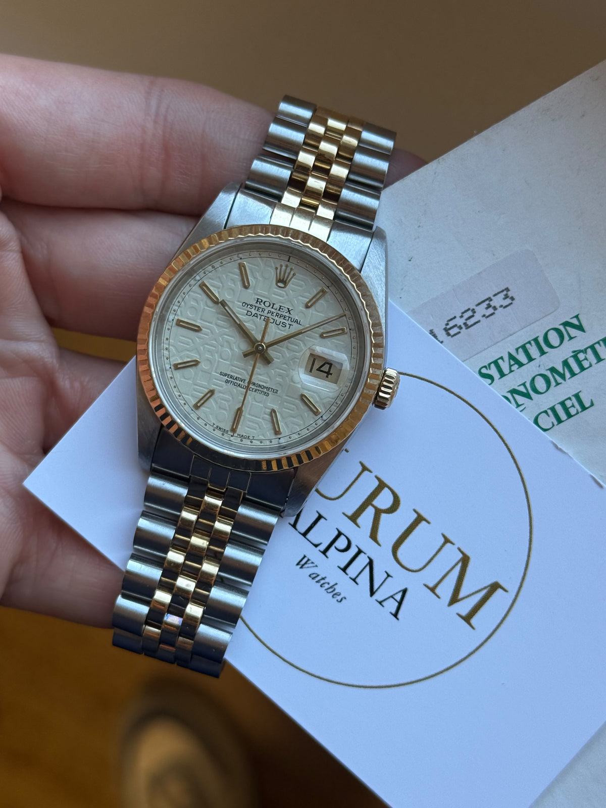 Rolex Datejust 16233 - White Jubilee Dial - Papiers d'origine